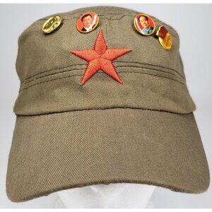Red Star China Army Cap Retro Military Hat Unisex Adjustable With Pins